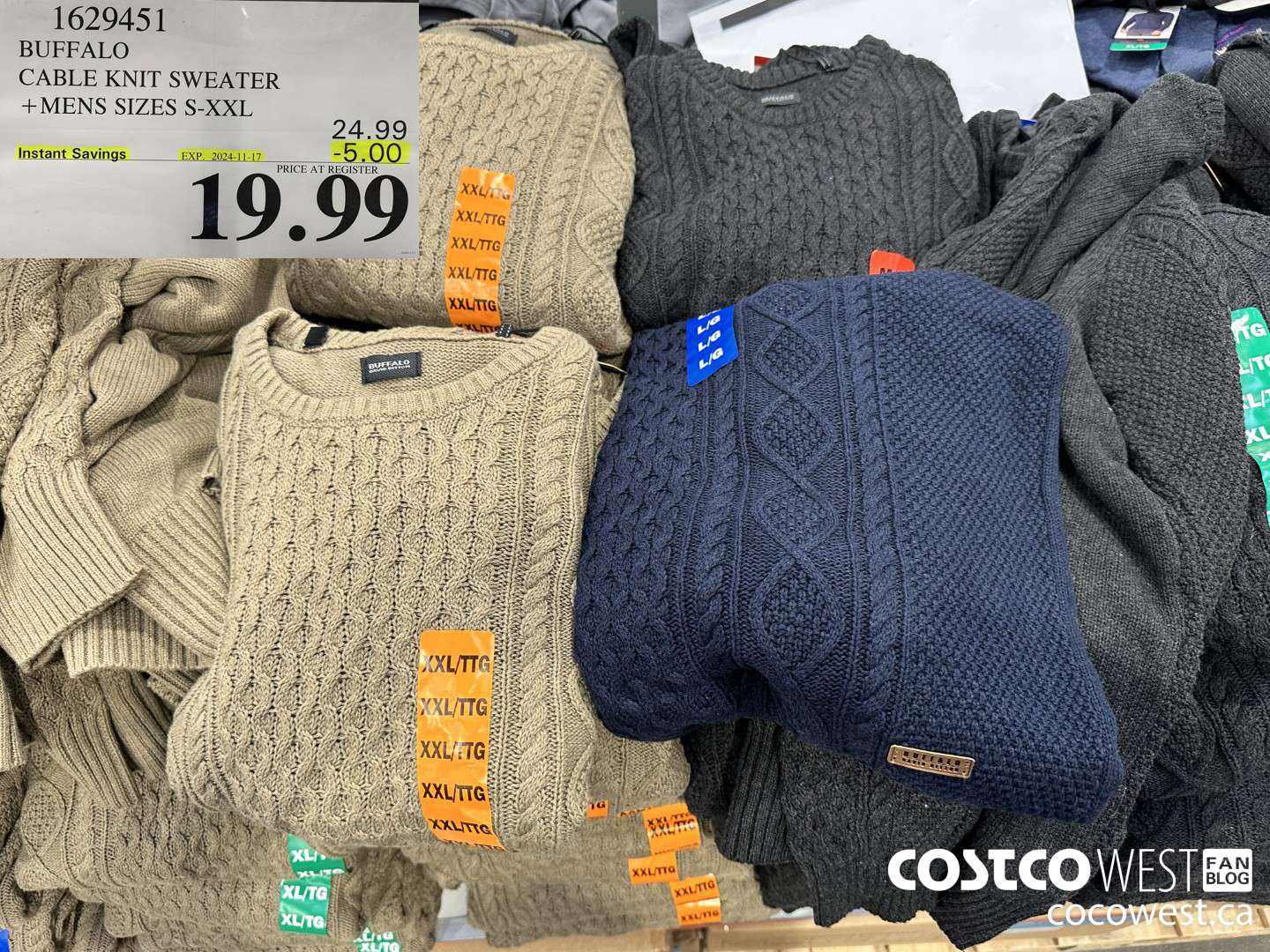 1629451 BUFFALO KNIT SWEATER MENS SIZES M-XXL ($5.00 INSTANT SAVINGS EXPIRES ON 2024-11-17) $19.99