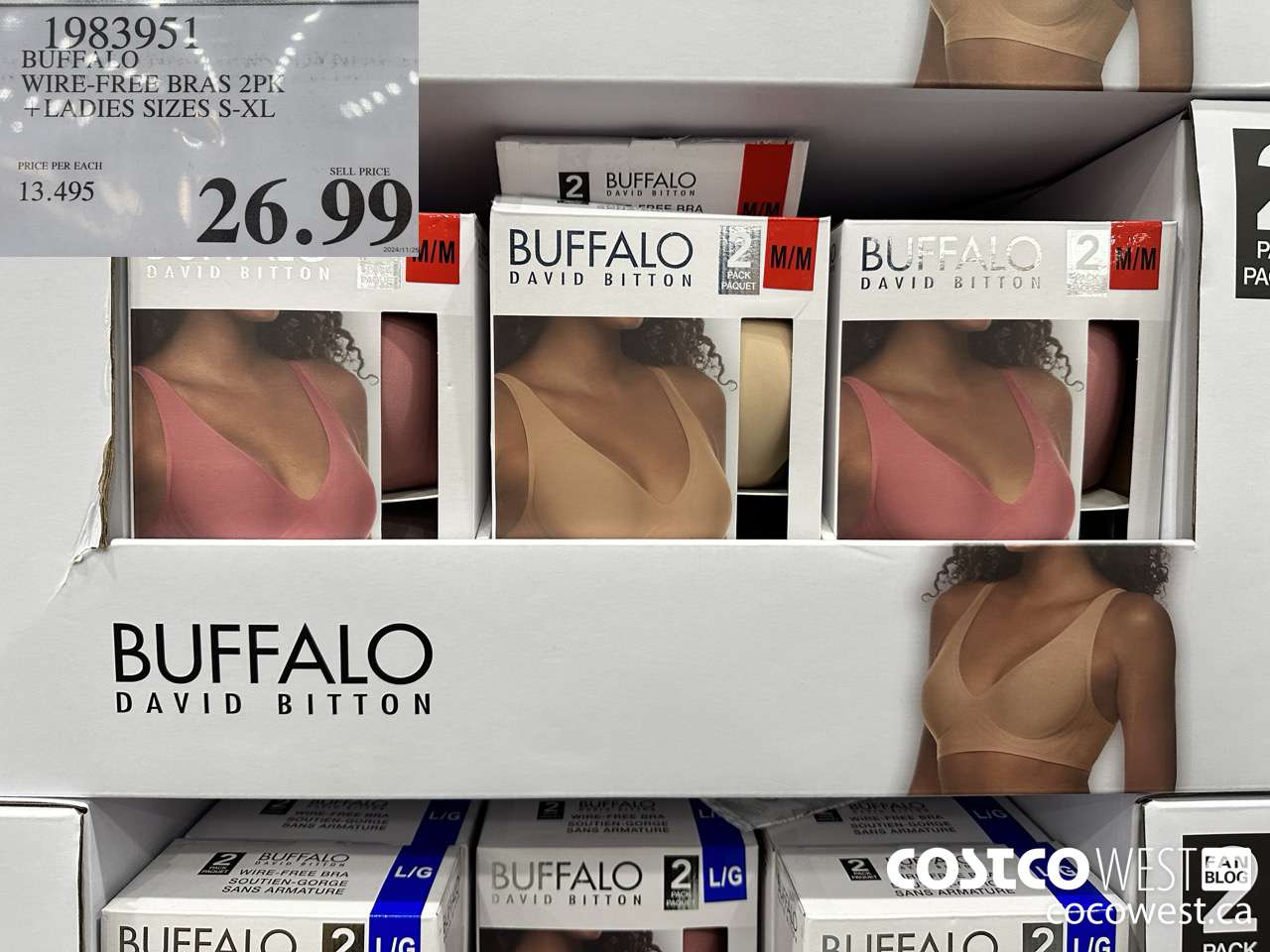 1983951 BUFFALO WIRE-FREE BRAS 2PK LADIES SIZES S-XL $26.99