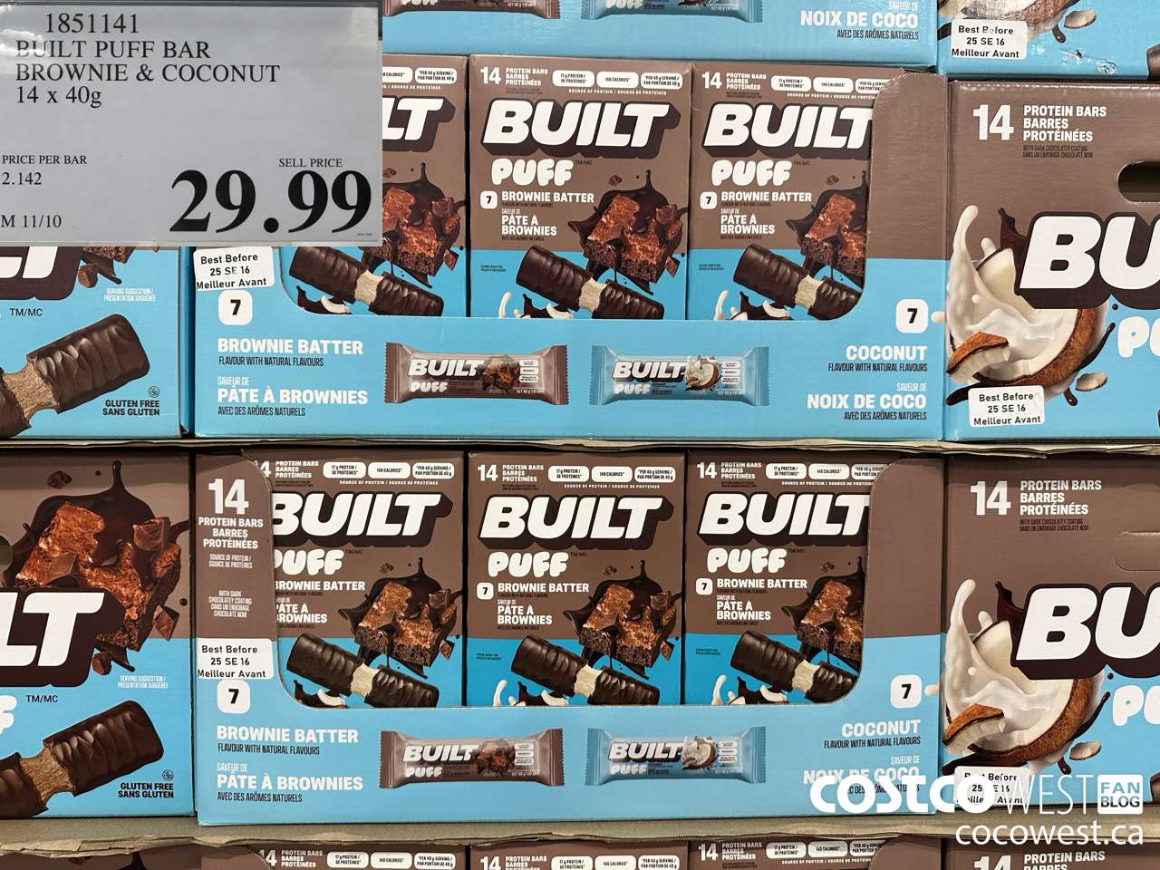 1851141 BUILT PUFF BAR BROWNIE & COCONUT 14 X 40G $29.99