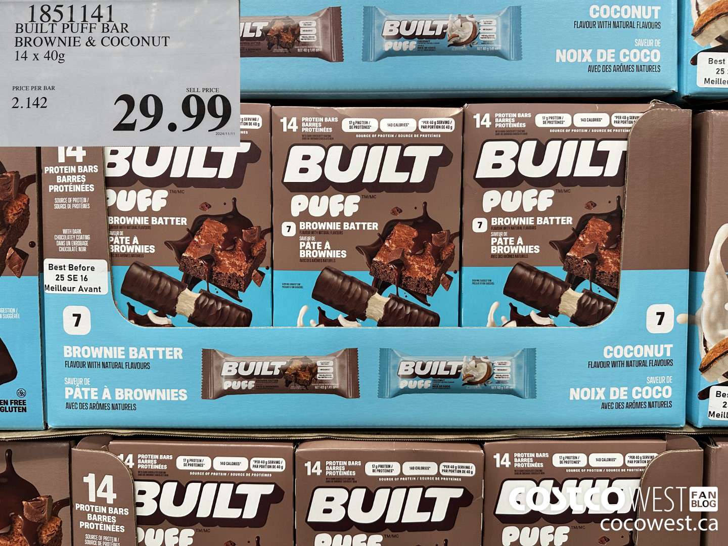 1851141 BUILT PUFF BAR BROWNIE & COCONUT 14 x 40g  $29.99