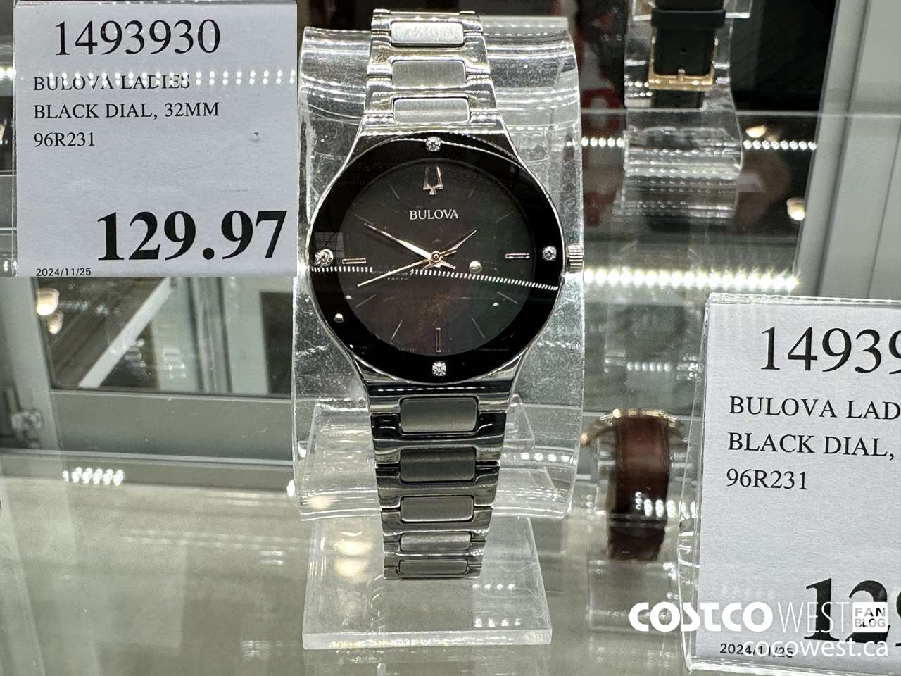 1493930 BULOVA LADIES BLACK DIAL, 32MM 96R231 $129.97
