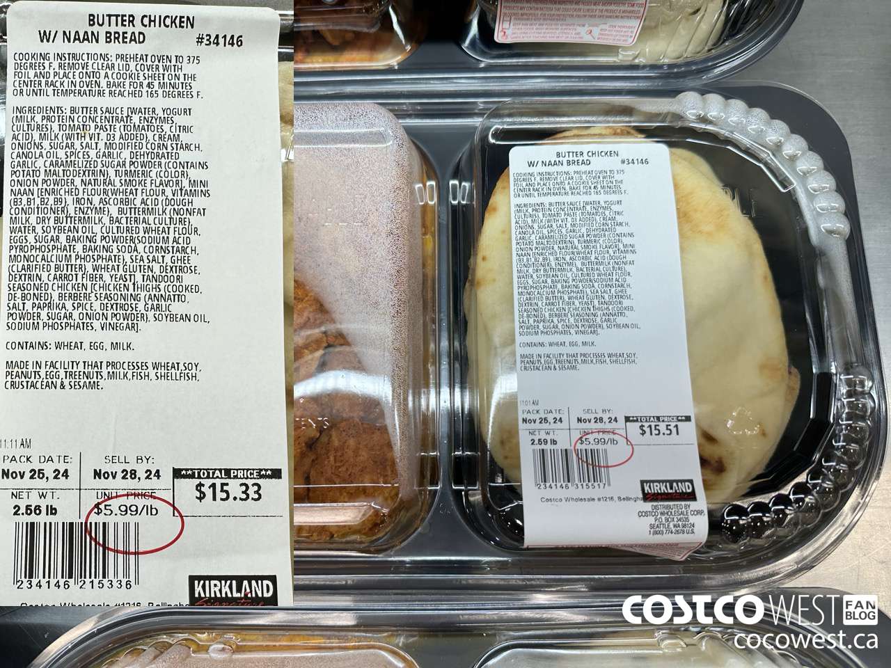 34146 BUTTER CHICKEN W/ NAAN BREAD PER LB $5.99