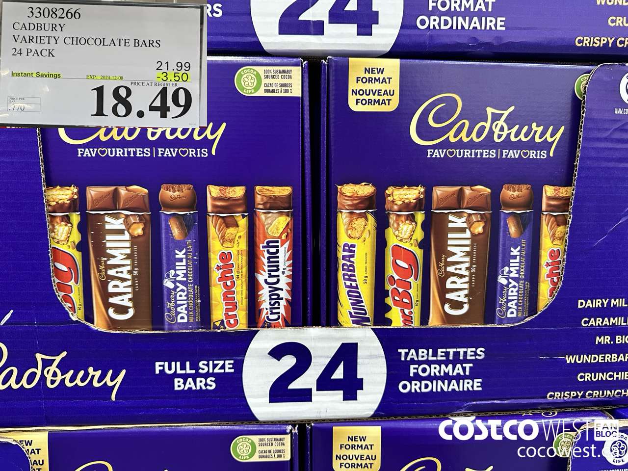 3308266 CADBURY VARIETY CHOCOLATE BARS 24 PACK ($3.50 INSTANT SAVINGS EXPIRES ON 2024-12-08) $18.49