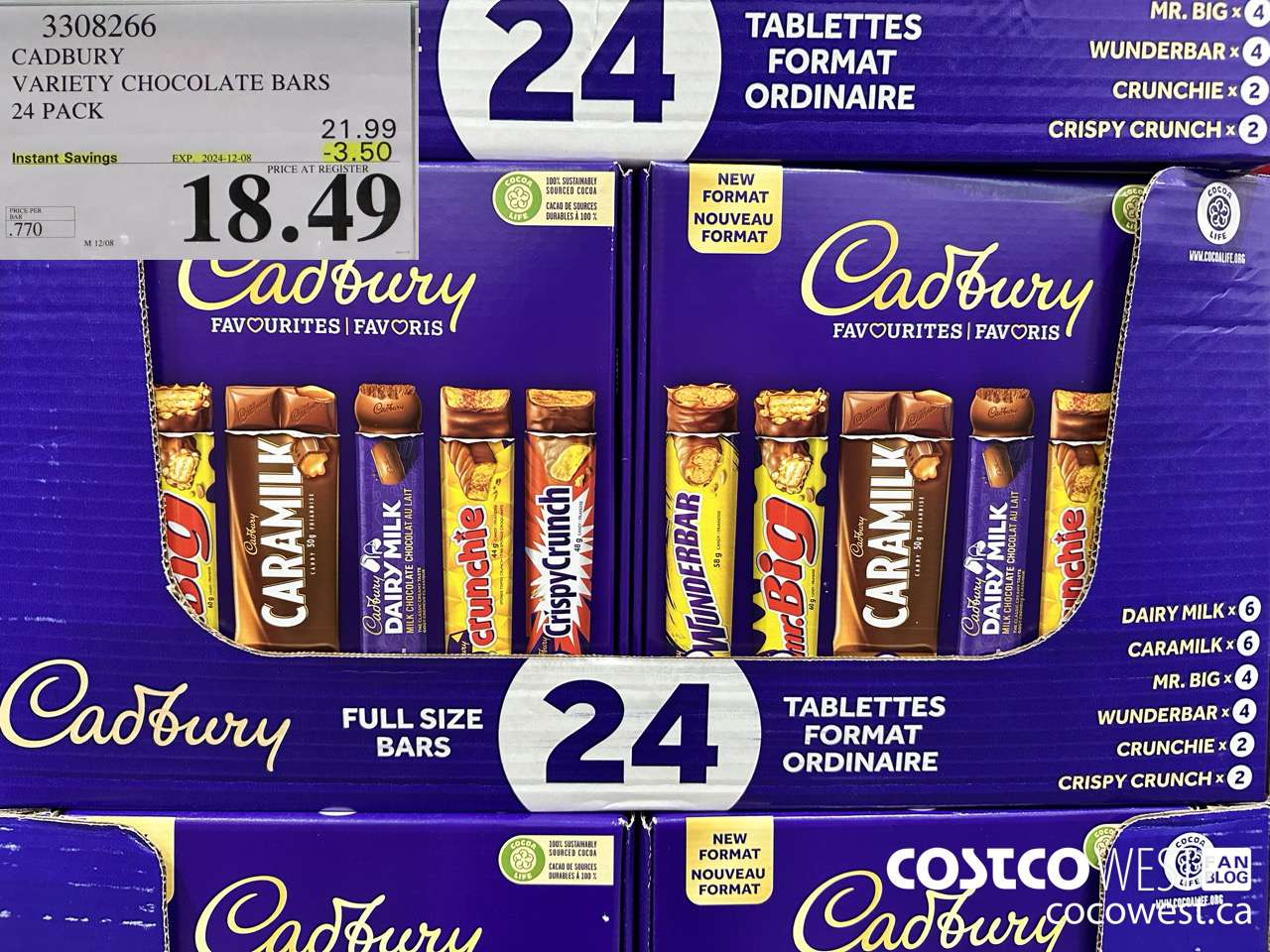 3308266 CADBURY VARIETY CHOCOLATE BARS 24 PACK ($3.50 INSTANT SAVINGS EXPIRES ON 2024-12-08) $18.49