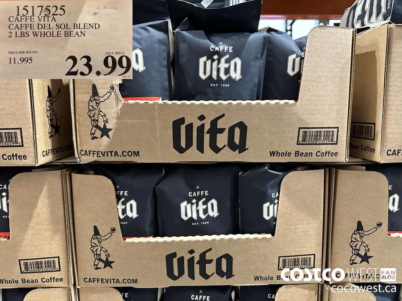 1517525 CAFFE VITA CAFFE DEL SOL BLEND 2 LBS WHOLE BEAN $23.99