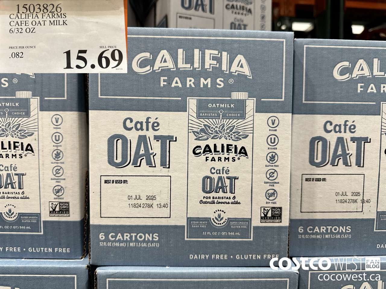 1503826 CALIFIA FARMS CAFE OAT MILK 6/32 OZ $15.69