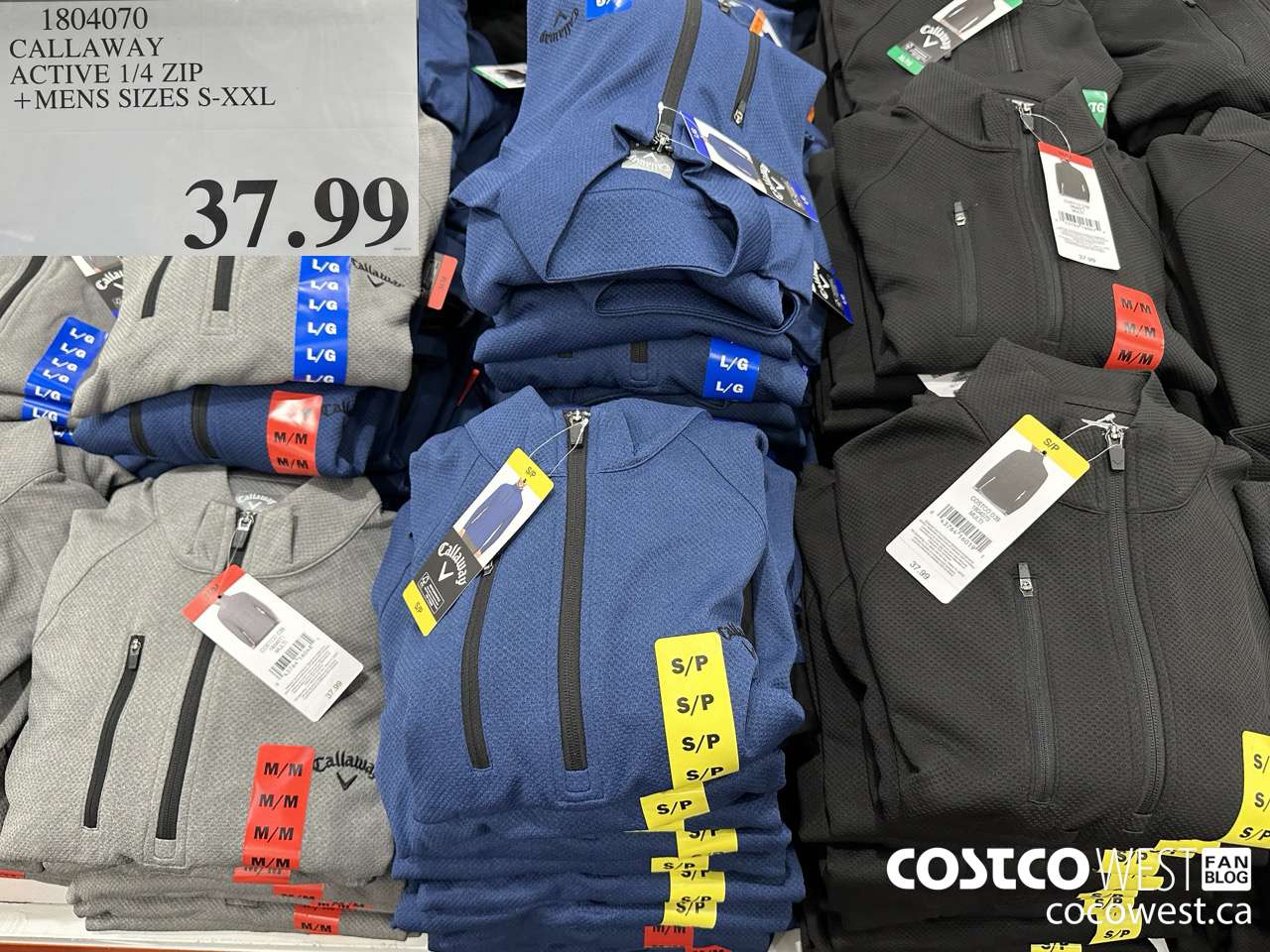 1804070 CALLAWAY GOLF ACTIVE 1/4 ZIP MENS SIZES S-XXL $37.99