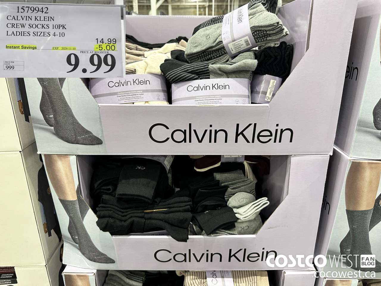 1579942 CALVIN KLEIN CREW SOCK 10PK LADIES SIZES 4-10 ($5.00 INSTANT SAVINGS EXPIRES ON 2024-11-10) $9.99