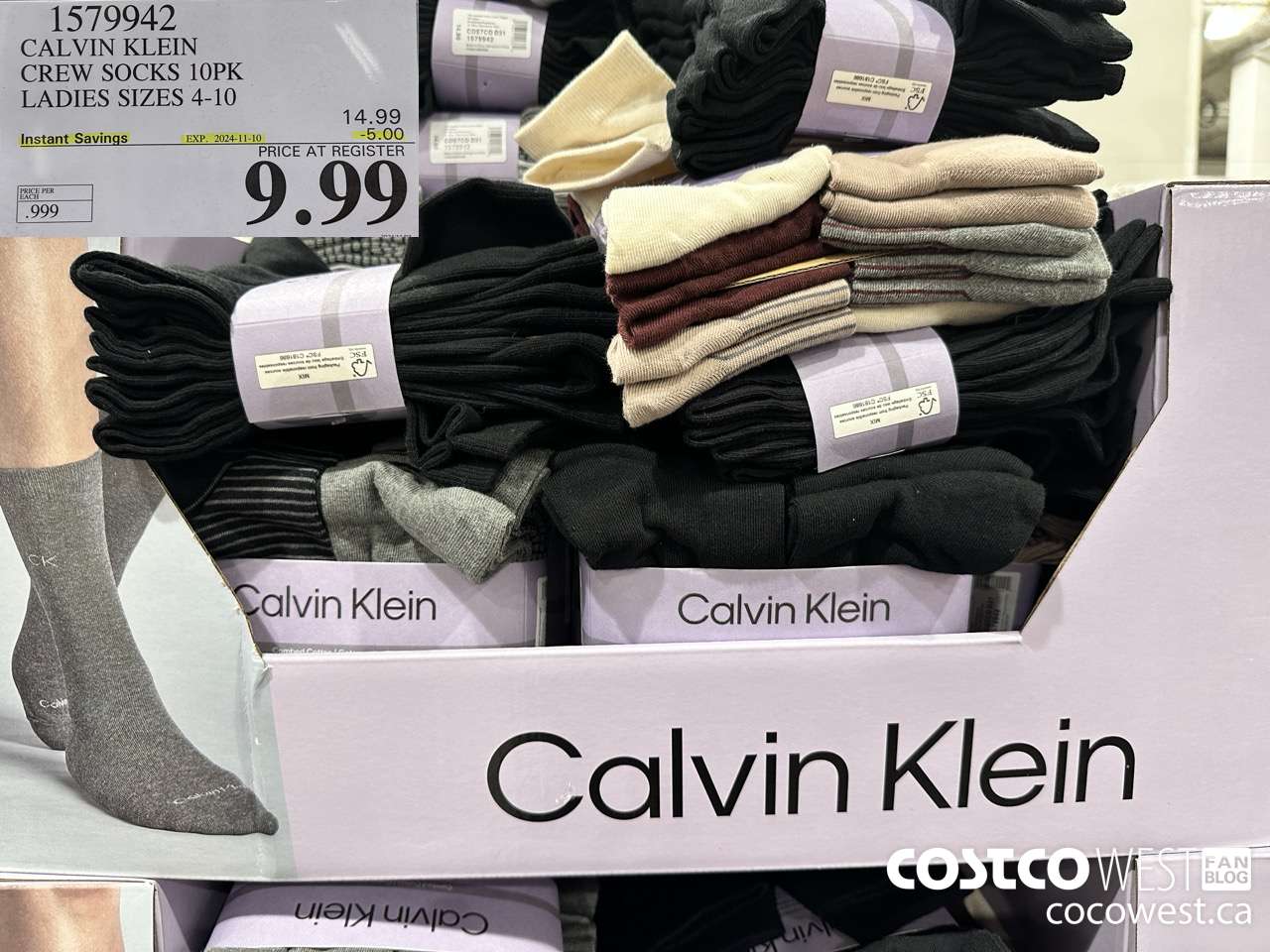 1579942 CALVIN KLEIN CREW SOCK 10PK LADIES SIZES 4-10 ($5.00 INSTANT SAVINGS EXPIRES ON 2024-11-10) $9.99
