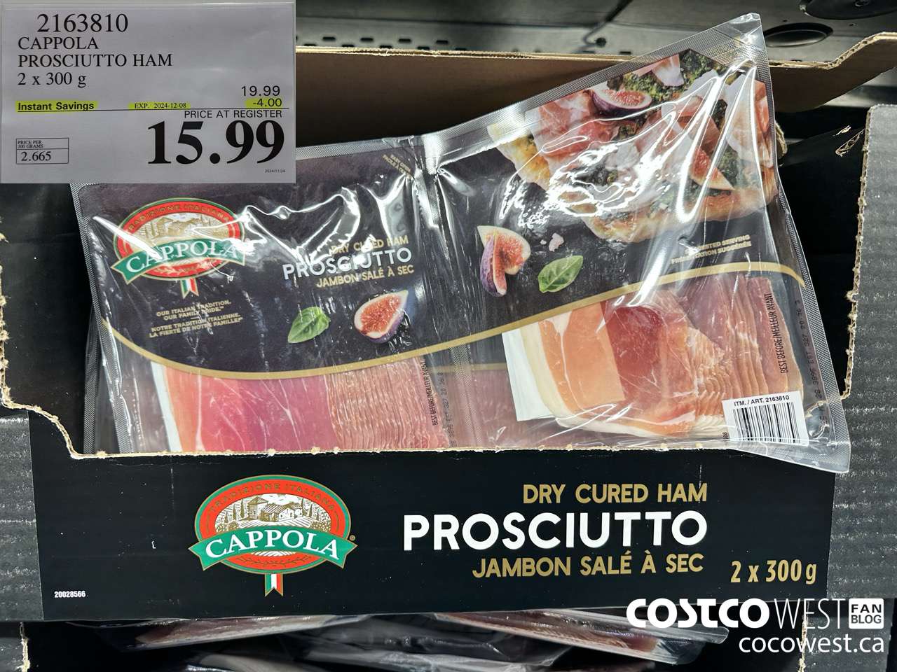 2163810 CAPPOLA PROSCIUTTO HAM 2 X 300 G ($4.00 INSTANT SAVINGS EXPIRES ON 2024-12-08) $15.99