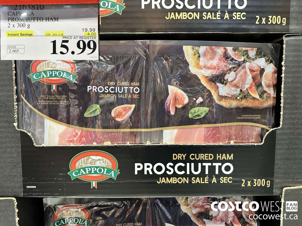 2163810 CAPPOLA PROSCIUTTO HAM 2 X 300 G ($4.00 INSTANT SAVINGS EXPIRES ON 2024-12-08) $15.99