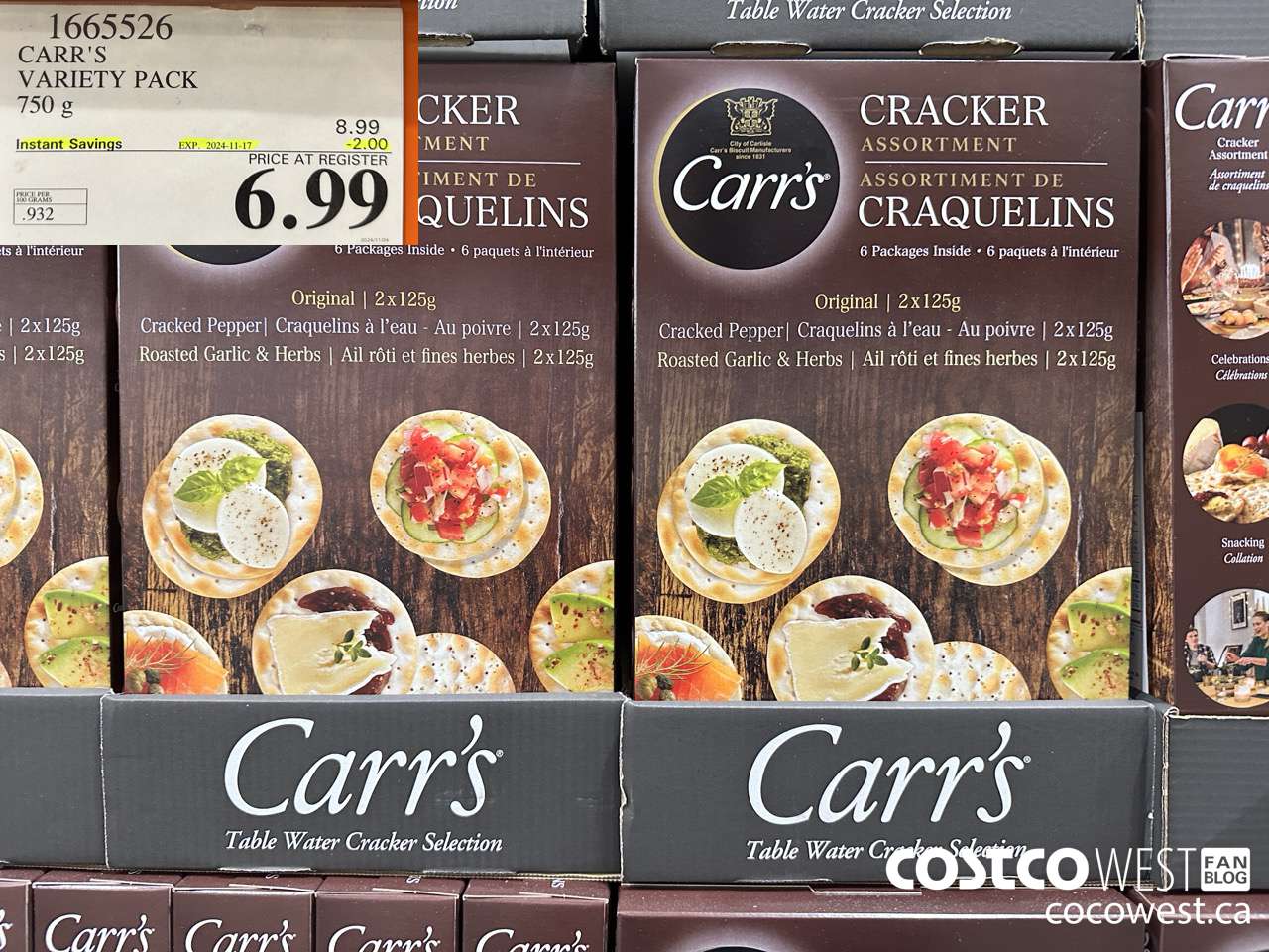 1665526 CARR'S VARIETY PACK 750 G ($2.00 INSTANT SAVINGS EXPIRES ON 2024-11-17) $6.99