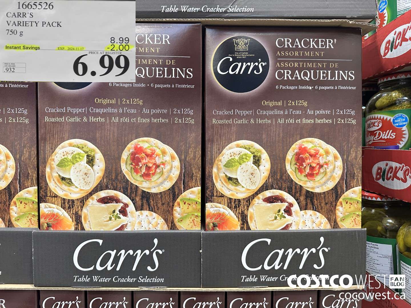 1665526 CARR'S VARIETY PACK 750 G ($2.00 INSTANT SAVINGS EXPIRES ON 2024-11-17) $6.99