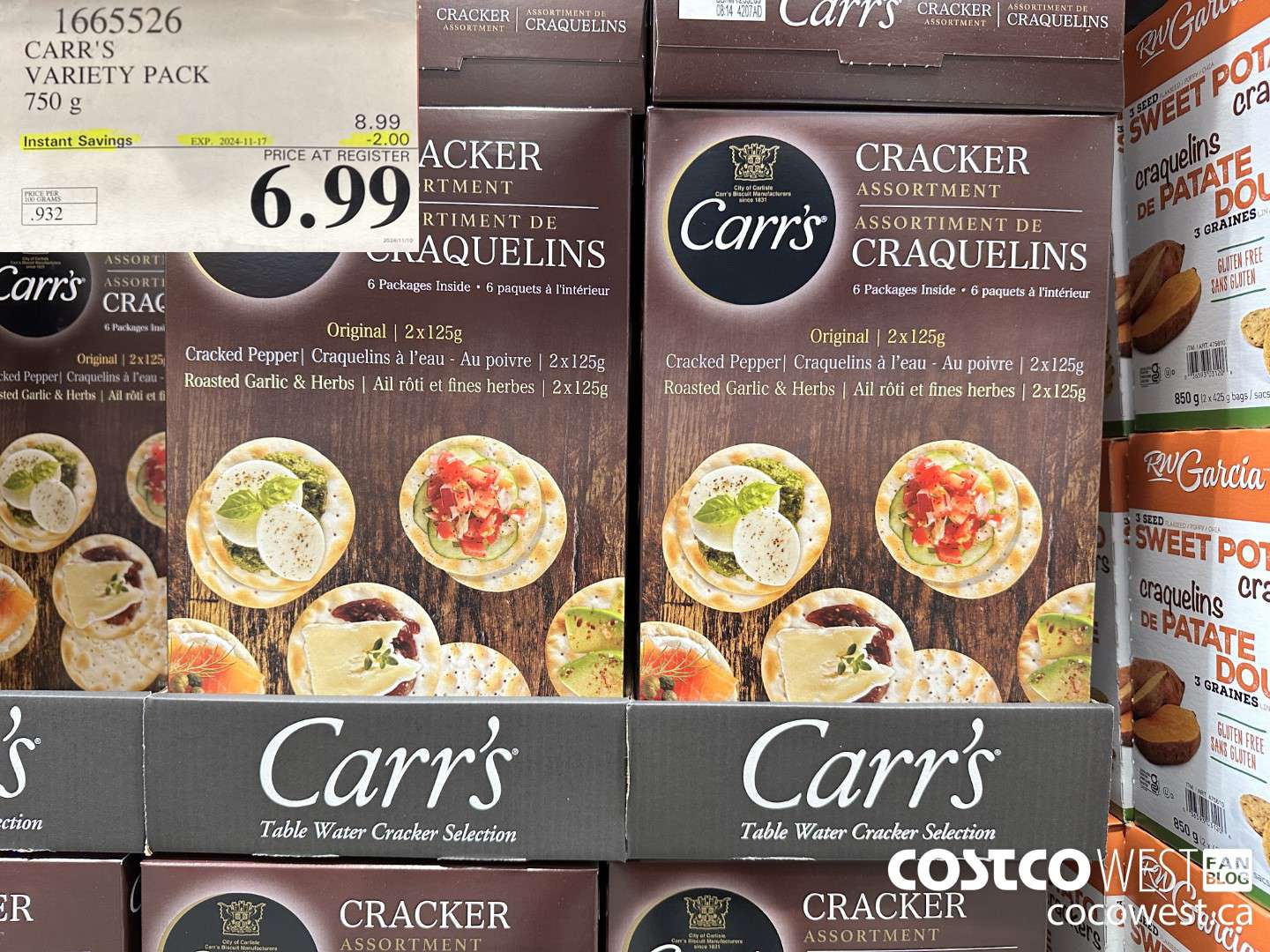1665526 CARR'S VARIETY PACK 750 G ($2.00 INSTANT SAVINGS EXPIRES ON 2024-11-17) $6.99