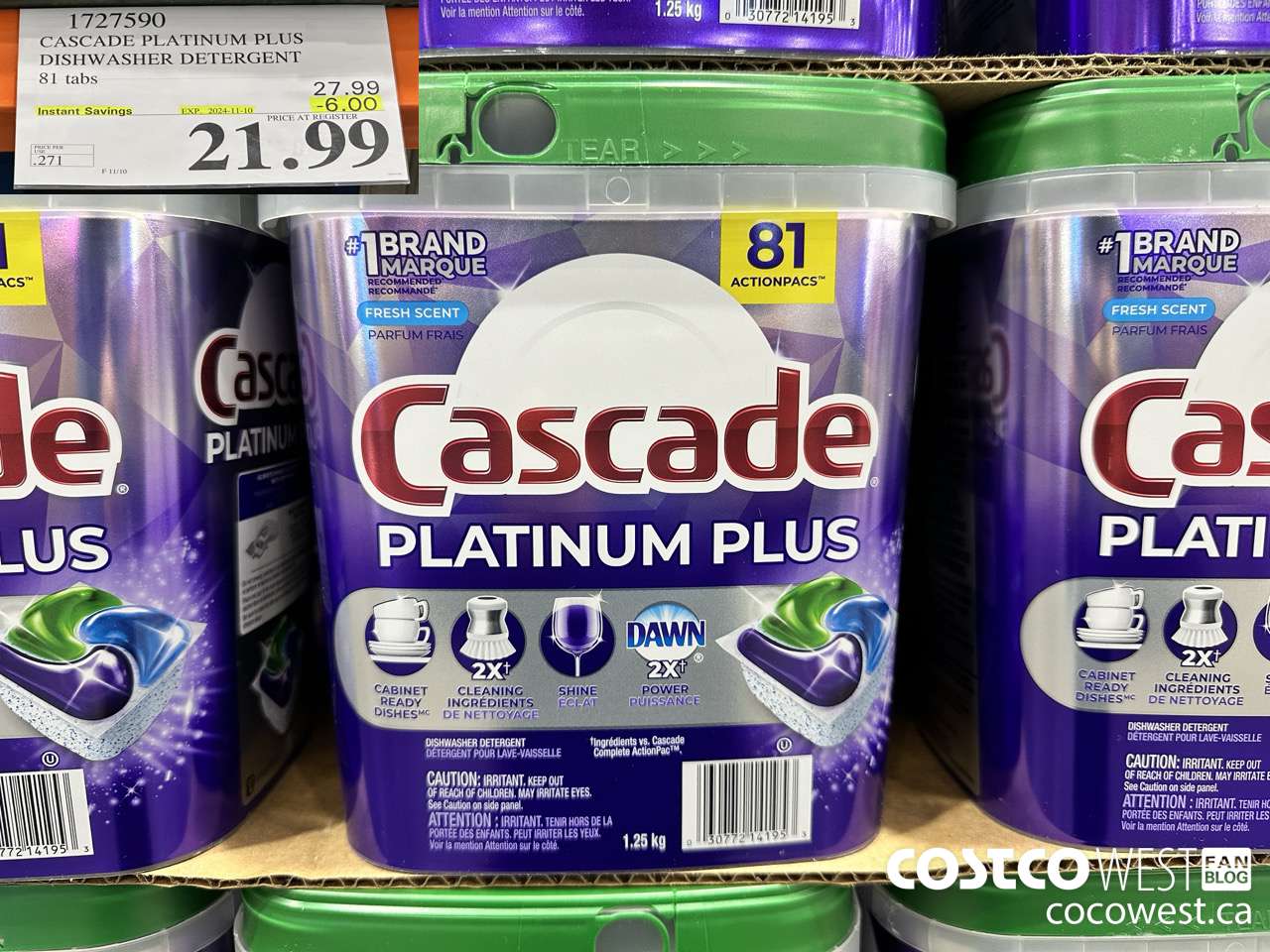 1727590 CASCADE PLATINUM PLUS DISHWASHER DETERGENT 81 TABS ($6.00 INSTANT SAVINGS EXPIRES ON 2024-11-10) $21.99