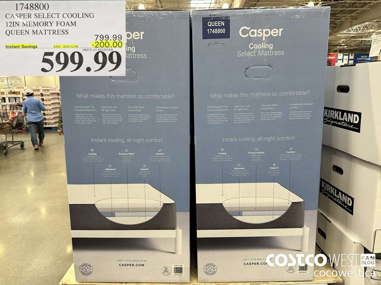 1748800 CASPER SELECT COOLING 12IN MEMORY FOAM QUEEN MATTRESS ($200.00 INSTANT SAVINGS EXPIRES ON 2024-12-08) $599.99