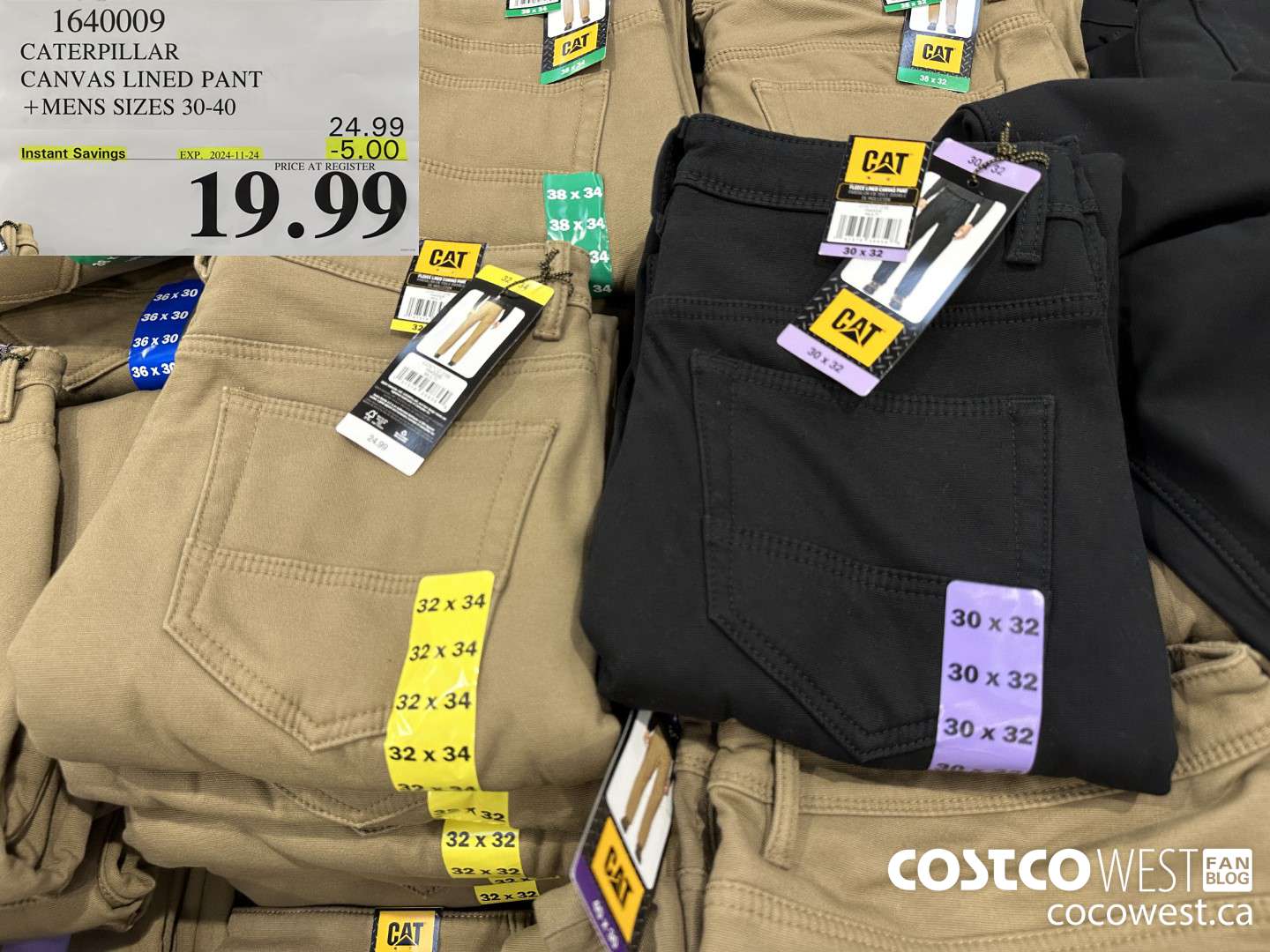 1640009 CATERPILLAR CANVAS LINED PANT MENS SIZES 30-40 ($5.00 INSTANT SAVINGS EXPIRES ON 2024-11-24) $19.99