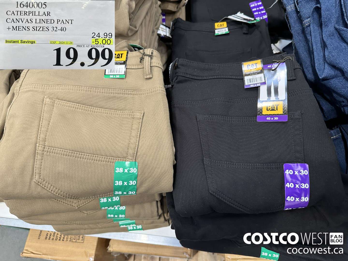 1640005 CATERPILLAR FLEECE LINED PANT MENS SIZES 30-40 ($5.00 INSTANT SAVINGS EXPIRES ON 2024-11-24) $19.99