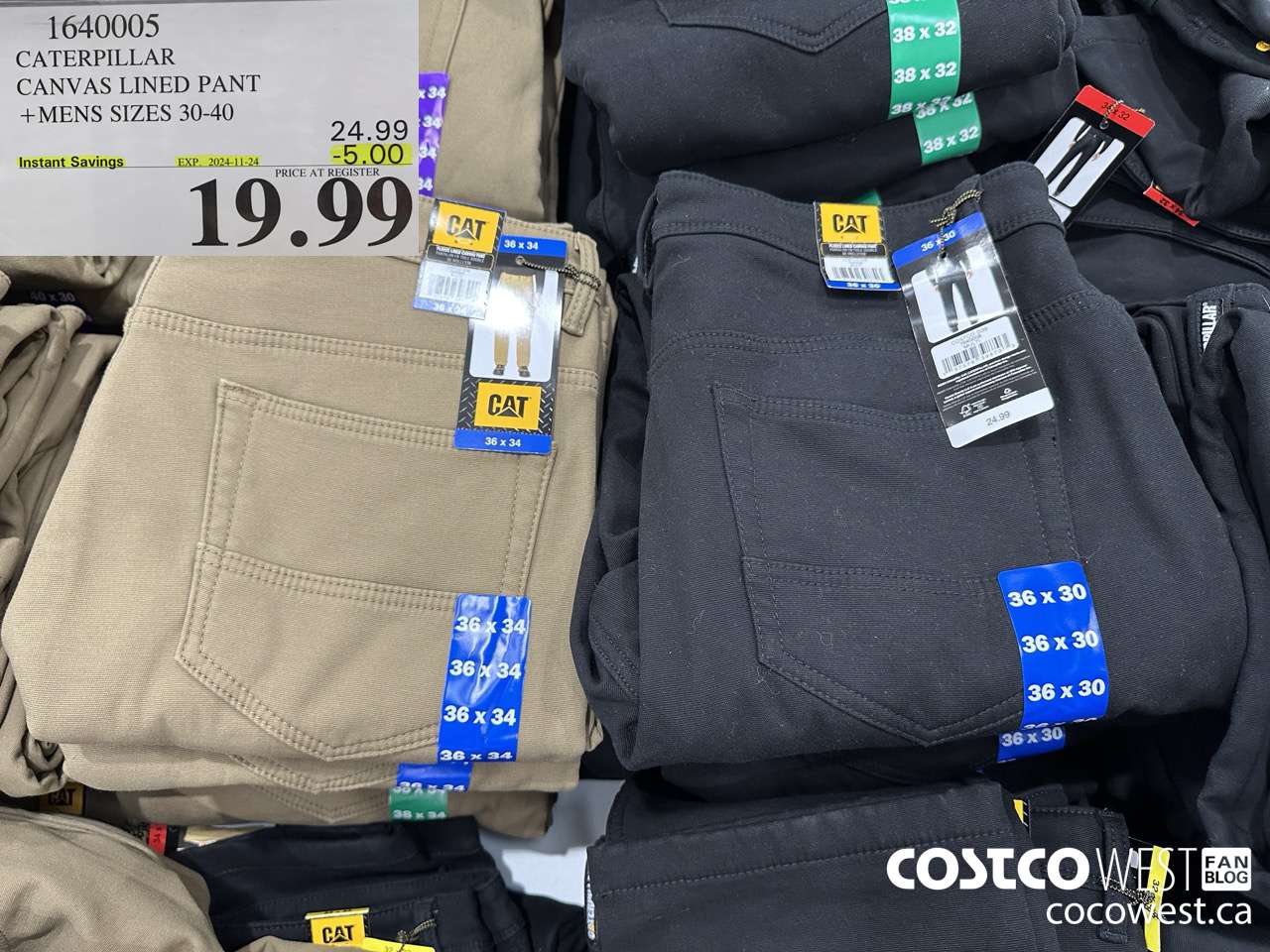 1640005 CATERPILLAR FLEECE LINED PANT MENS SIZES 30-40 ($5.00 INSTANT SAVINGS EXPIRES ON 2024-11-24) $19.99