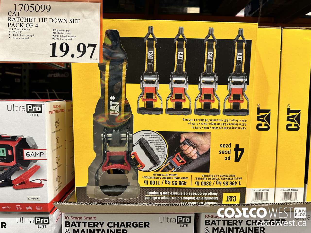 1705099 CAT RATCHET TIE DOWN SET PACK OF 4 $19.97