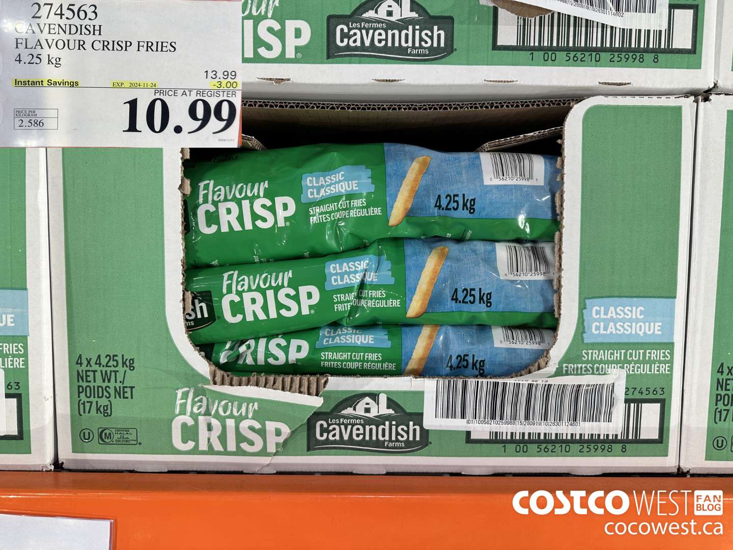 274563 CAVENDISH FLAVOUR CRISP FRIES 4.25 KG ($3.00 INSTANT SAVINGS EXPIRES ON 2024-11-24) $10.99