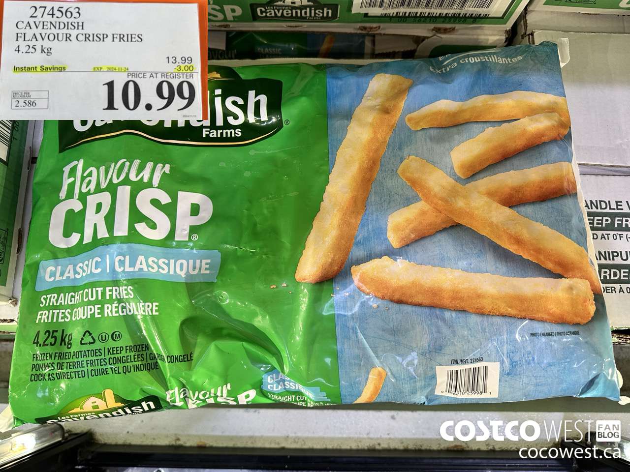 274563 CAVENDISH FLAVOUR CRISP FRIES 4.25 KG ($3.00 INSTANT SAVINGS EXPIRES ON 2024-11-24) $10.99