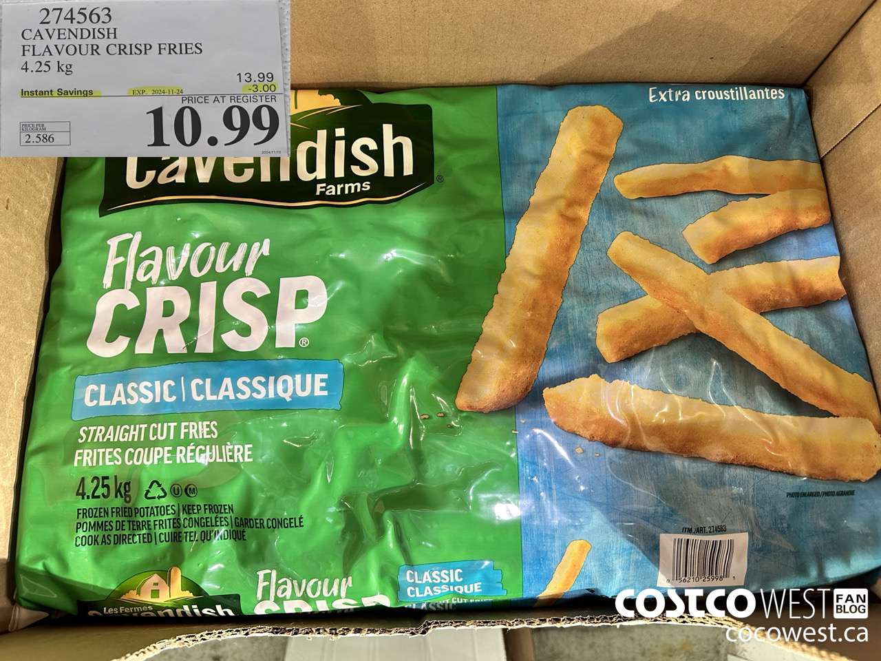 274563 CAVENDISH FLAVOUR CRISP FRIES 4.25 KG ($3.00 INSTANT SAVINGS EXPIRES ON 2024-11-24) $10.99