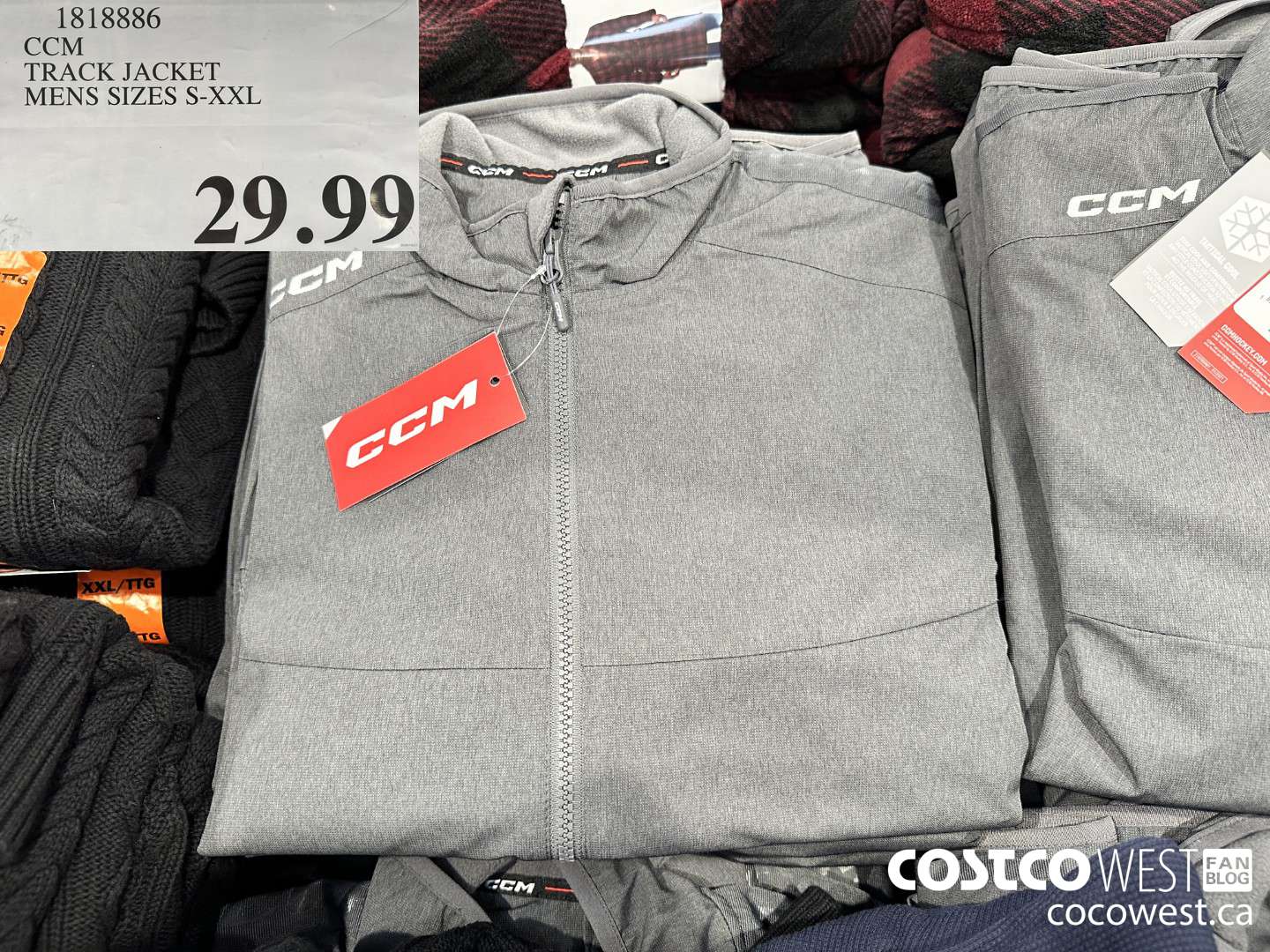 1818886 CCM TRACK JACKET MENS SIZES S-XXL $29.99