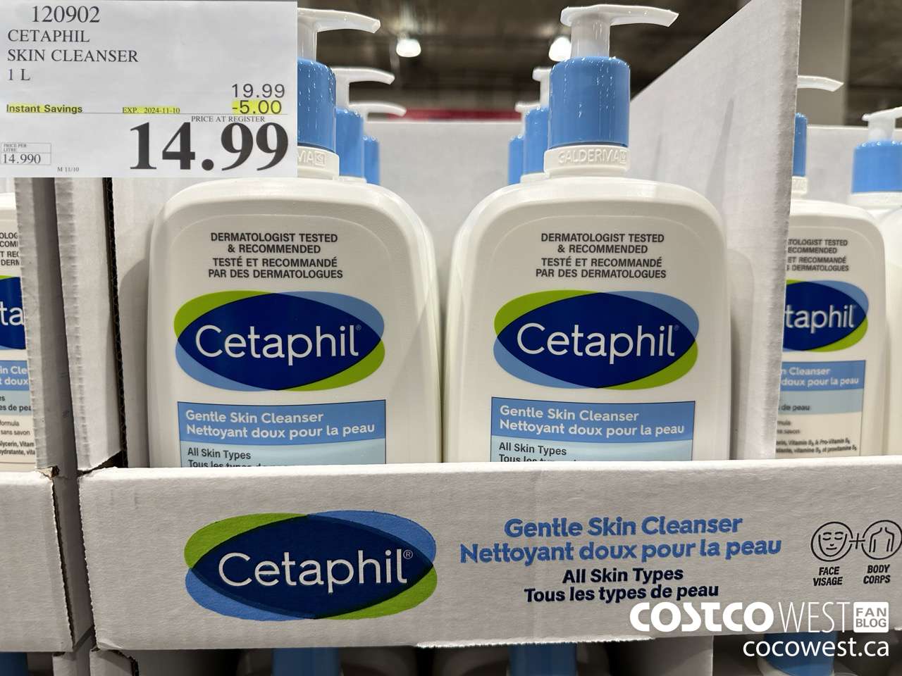 120902 CETAPHIL SKIN CLEANSER 1L ($5.00 INSTANT SAVINGS EXPIRES ON 2024-11-10) $14.99