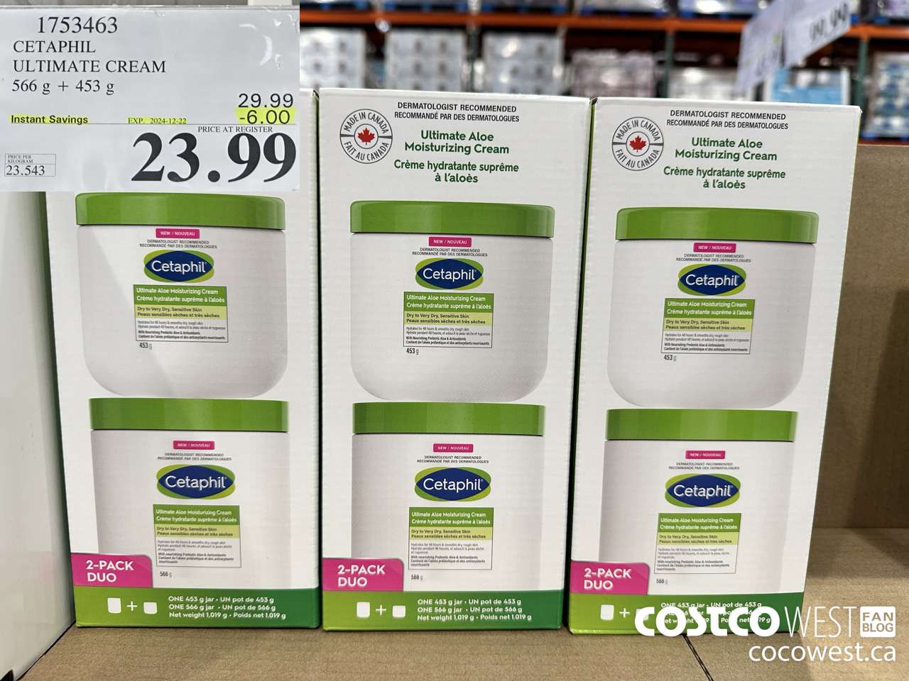 1753463 CETAPHIL ULTIMATE CREAM 566 G + 453 G ($6.00 INSTANT SAVINGS EXPIRES ON 2024-12-22) $23.99