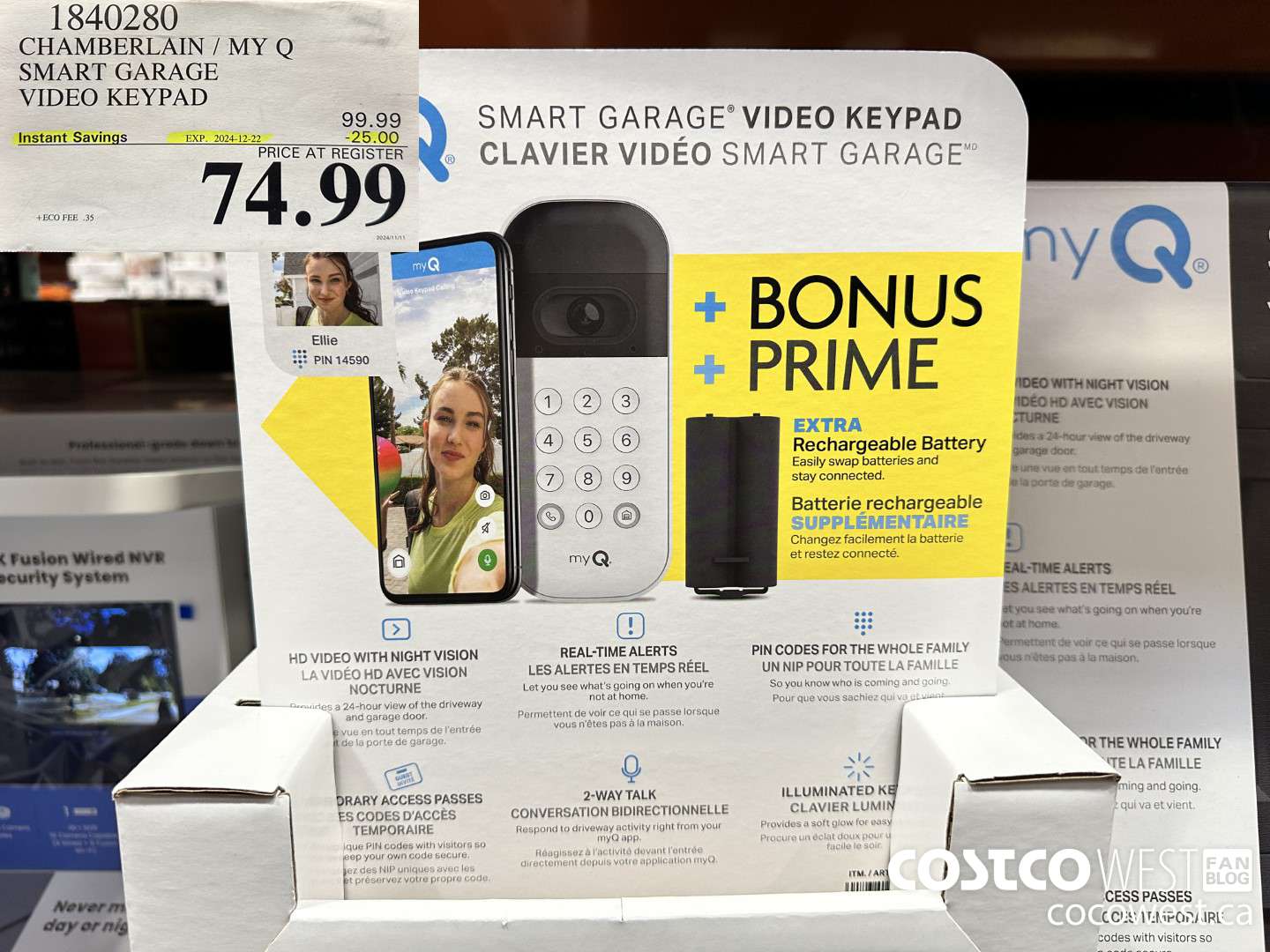1840280 CHAMBERLAIN / MY Q SMART GARAGE VIDEO KEYPAD ($25.00 INSTANT SAVINGS EXPIRES ON 2024-12-22) $74.99