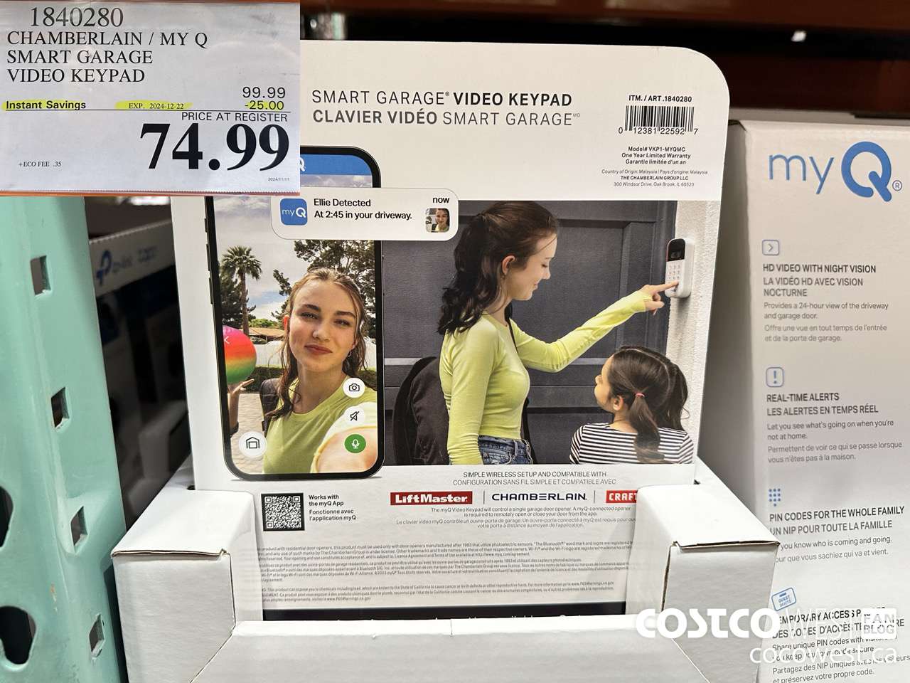 1840280 CHAMBERLAIN / MY Q SMART GARAGE VIDEO KEYPAD ($25.00 INSTANT SAVINGS EXPIRES ON 2024-12-22) $74.99