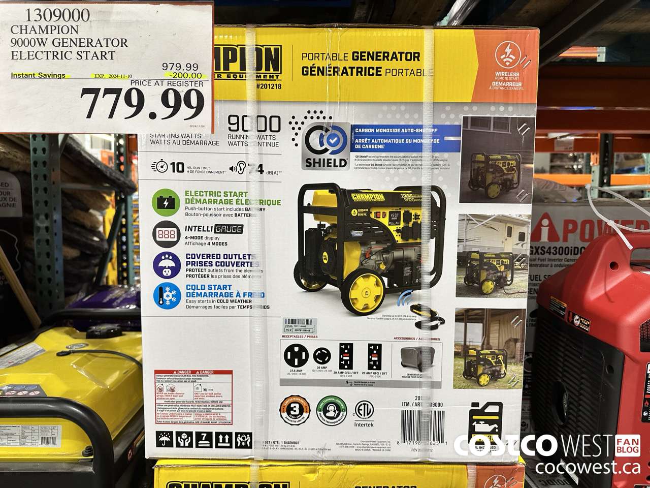 1309000 CHAMPION 9000W GENERATOR ELECTRIC START ($200.00 INSTANT SAVINGS EXPIRES ON 2024-11-10) $779.99