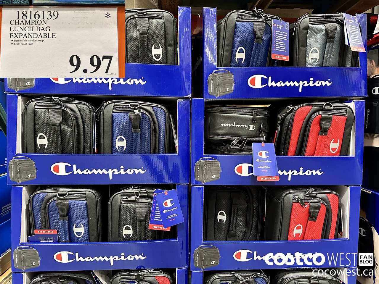 1816139 CHAMPION LUNCH BAG EXPANDABLE $9.97