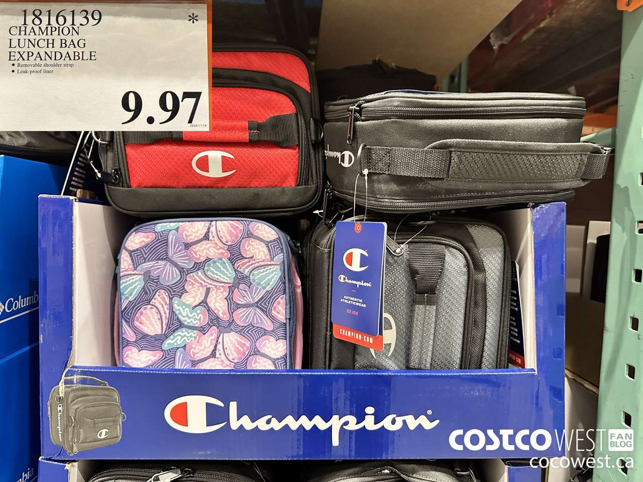 1816139 CHAMPION LUNCH BAG EXPANDABLE $9.97