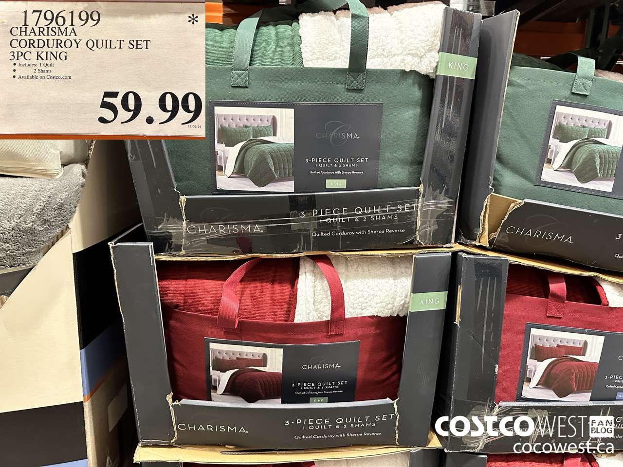 1796199 CHARISMA CORDUROY QUILT SET 3PC KING $59.99