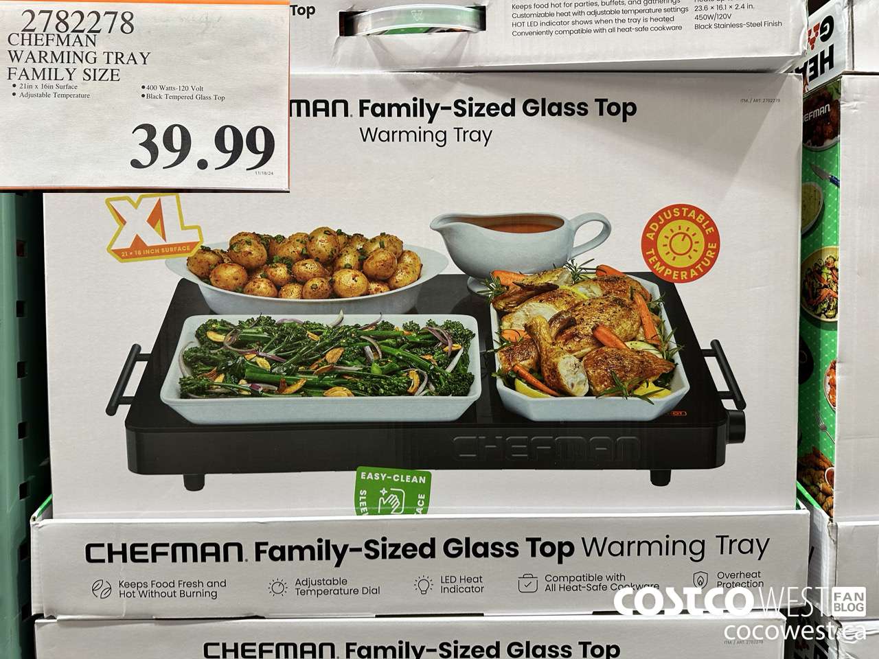 2782278 CHEFMAN WARMING TRAY FAMILY SIZE $39.99