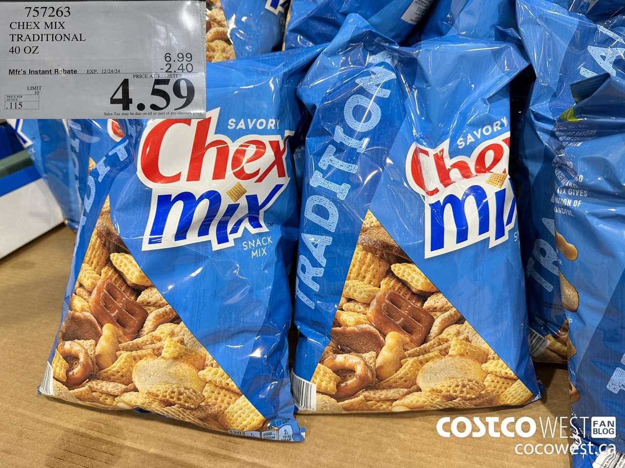 757263 CHEX MIX TRADITIONAL 40 OZ  ($2.40 INSTANT SAVINGS EXPIRES ON 2024-12-24) $4.59
