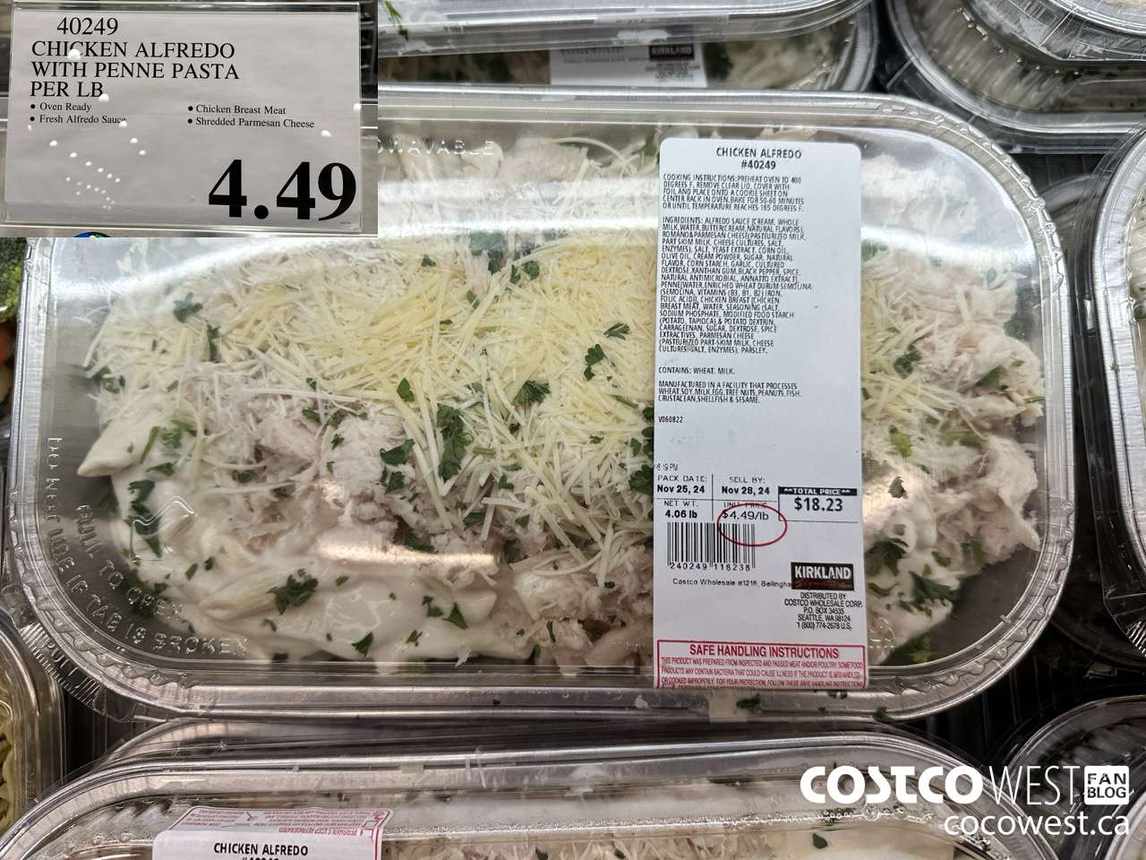 40249 CHICKEN ALFREDO WITH PENNE PASTA PER LB $4.49