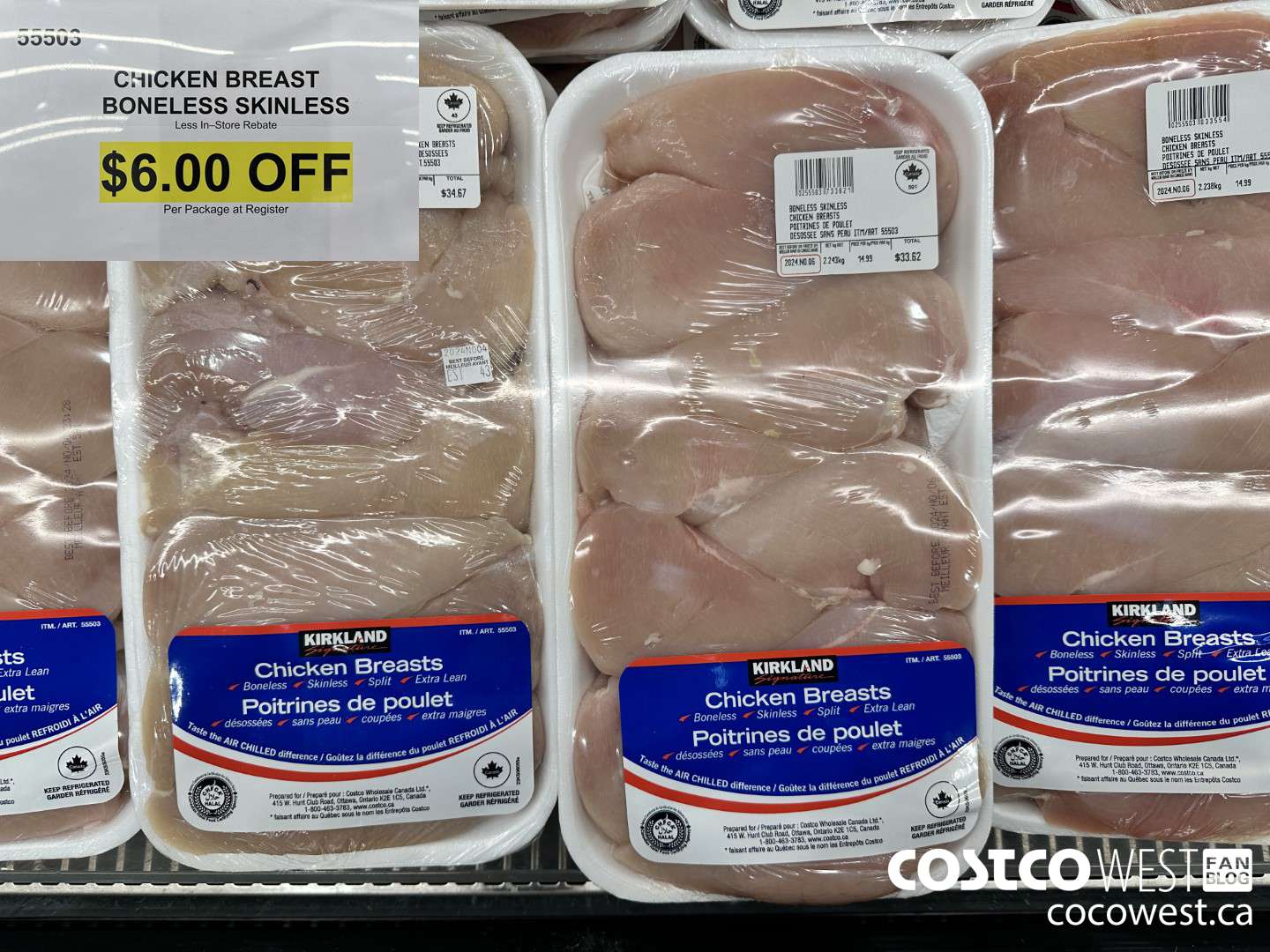 55503 CHICKEN BREASTS BONELESS SKINLESS ($6.00 INSTANT SAVINGS)