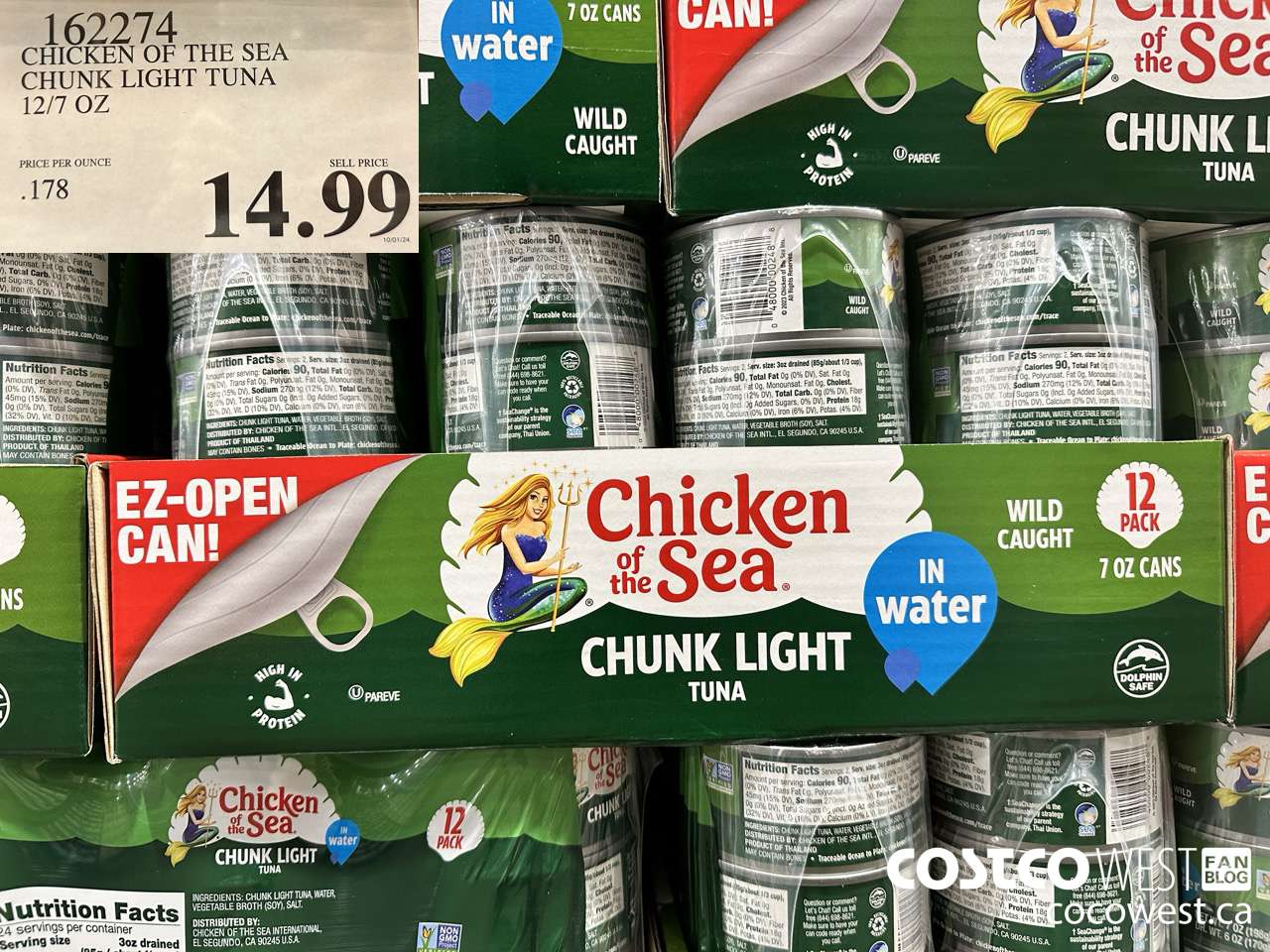 162274 CHICKEN OF THE SEA CHUNK LIGHT TUNA 12/7 OZ $14.99