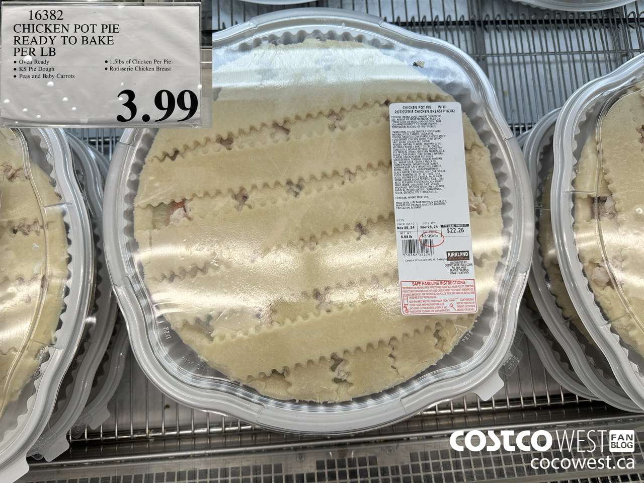 16382 CHICKEN POT PIE READY TO BAKE PER LB $3.99