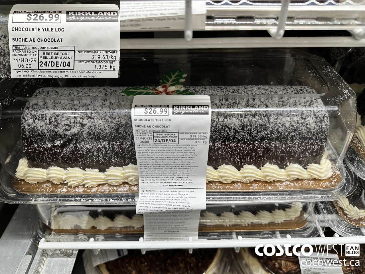 1892580 CHOCOLATE YULE LOG $26.99