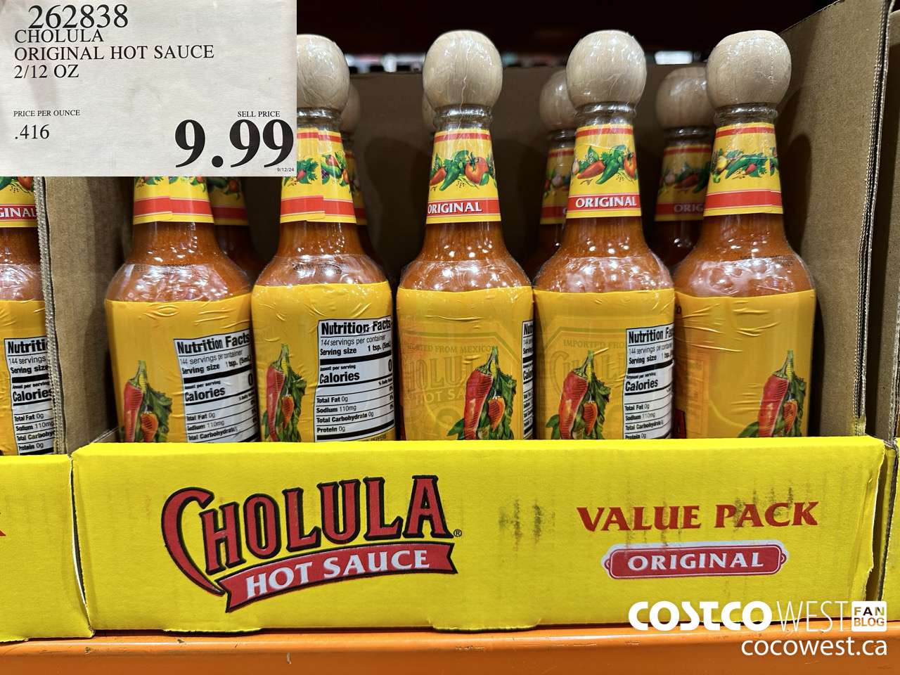 262838 CHOLULA ORIGINAL HOT SAUCE 2/12 OZ $9.99