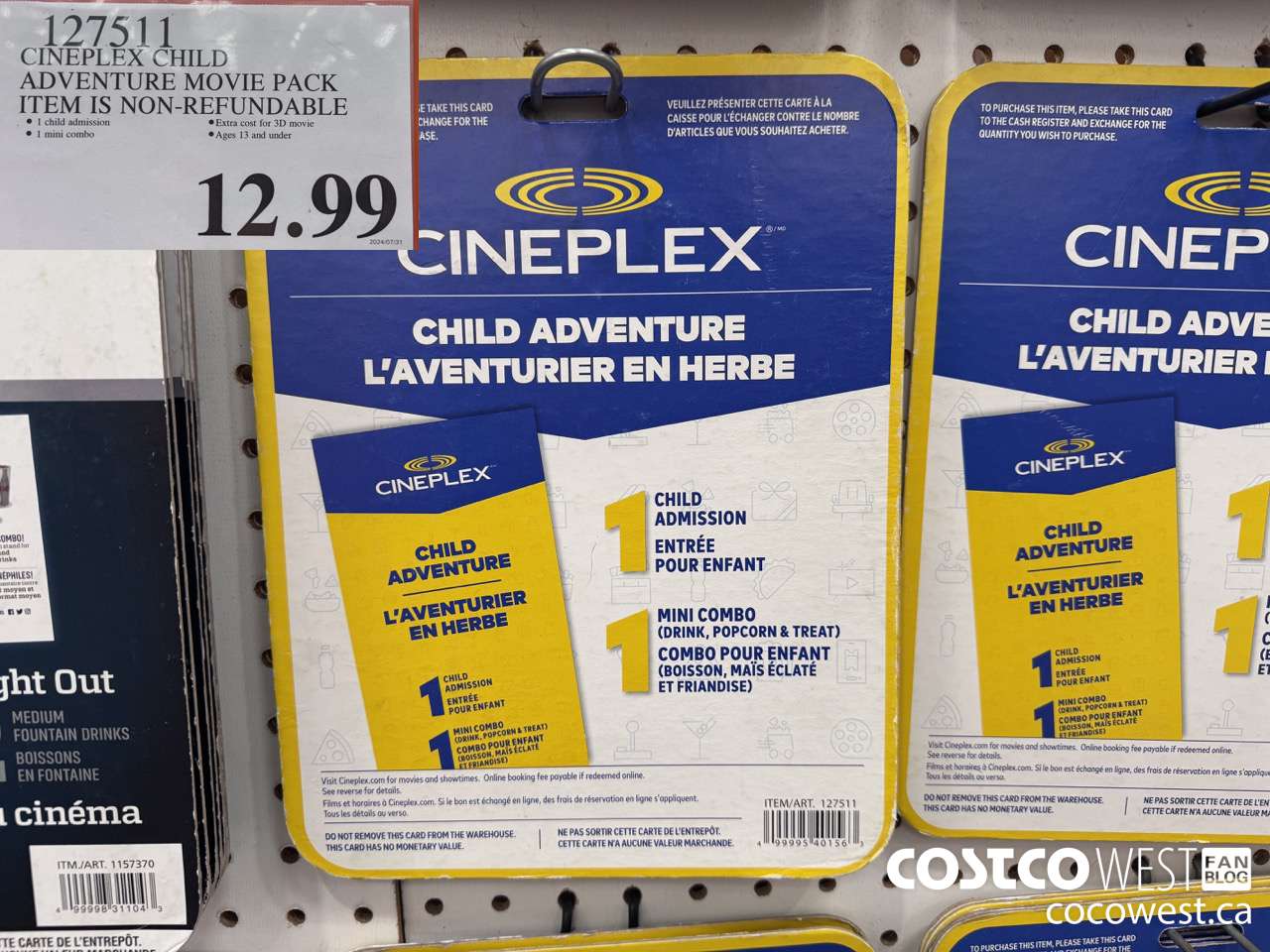 127511 CINEPLEX CHILD ADVENTURE MOVIE PACKAGE $12.99