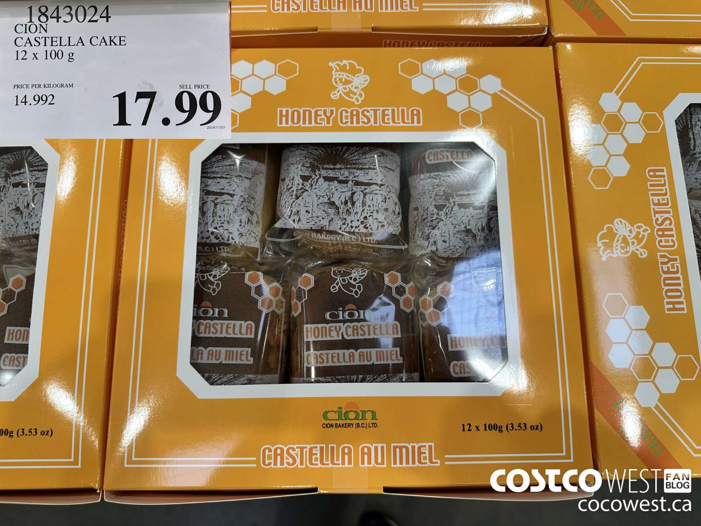 1843024 CION CASTELLA CAKE 12 x 100g $17.99