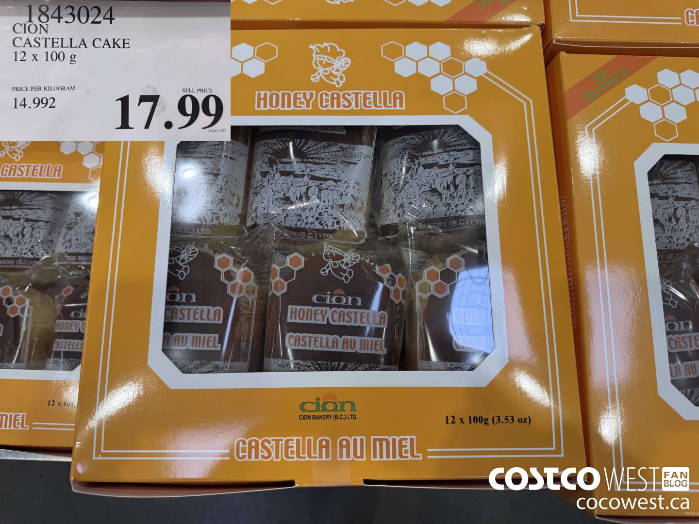 1843024 CION CASTELLA CAKE 12 x 100g $17.99