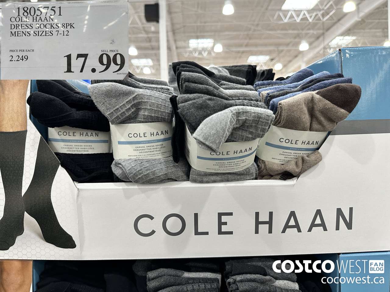 1805751 COLE HAAN DRESS SOCKS 8PK MENS SIZES 7-12 $17.99