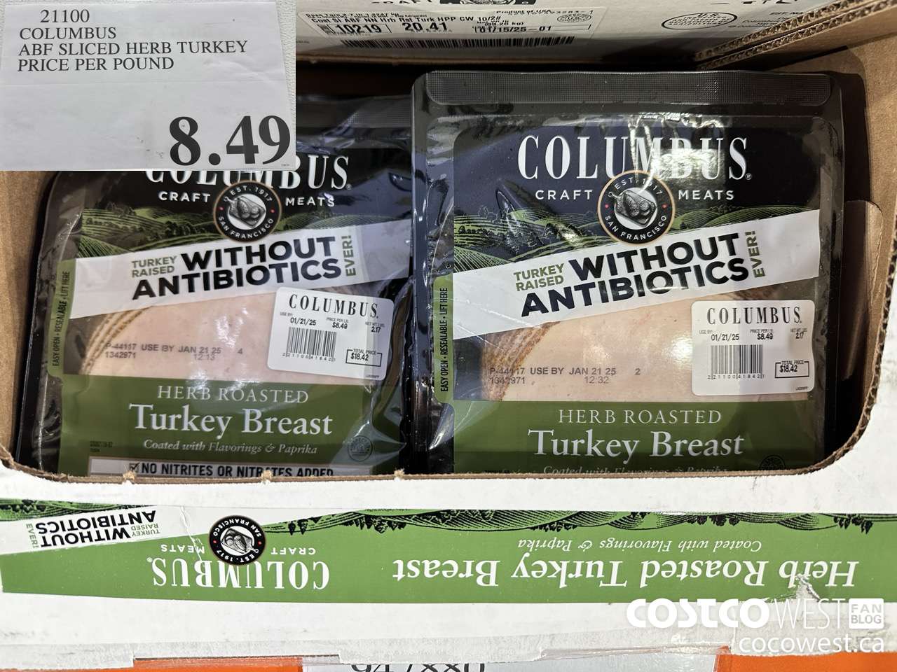 21100 COLUMBUS ABF SLICED HERB TURKEY PRICE PER POUND  $8.49