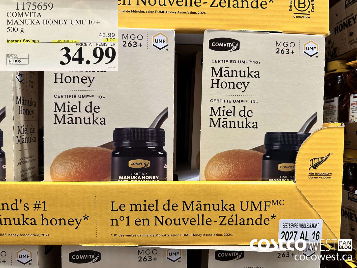 1175659 COMVITA MANUKA HONEY UMF 10+ 500 G ($9.00 INSTANT SAVINGS EXPIRES ON 2024-11-03) $34.99